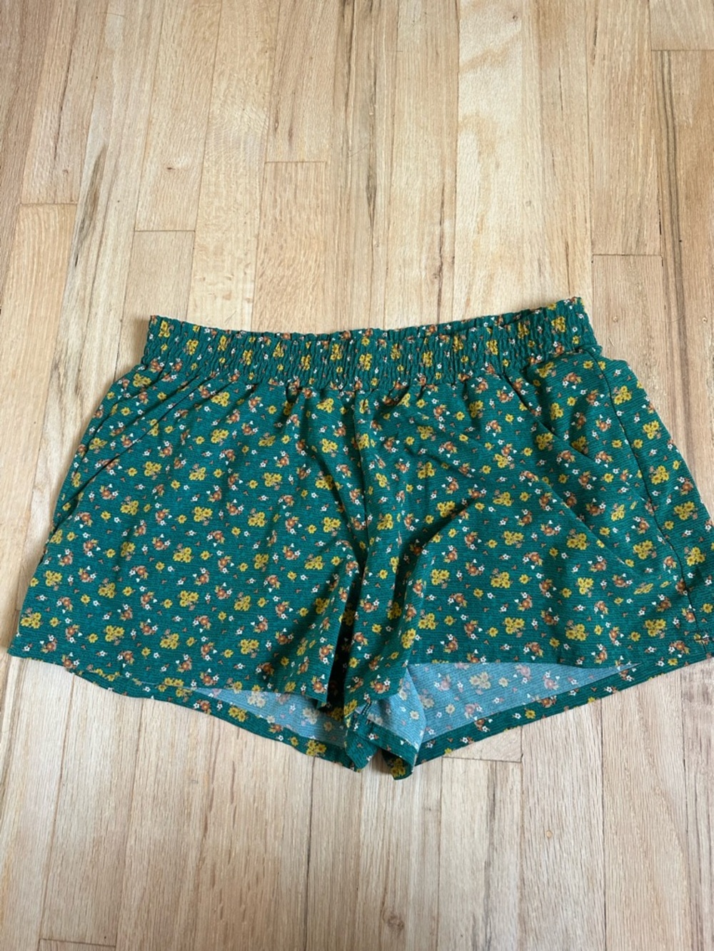 Toad&Co Teal Green Floral Elastic-Waist Athletic Shorts